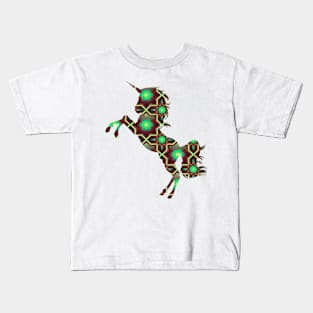 Green Flowers Unicorn Design Unique Kids T-Shirt